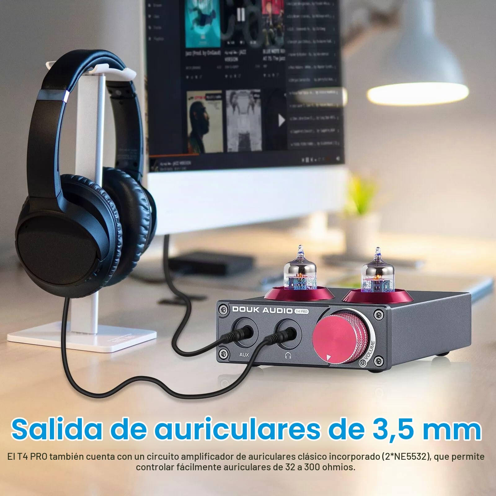 Douk Audio Mini 5654 Preamplificador Phono de Tubo de vacío Preamplificador de Audio estéreo para el hogar Amplificador de Auriculares