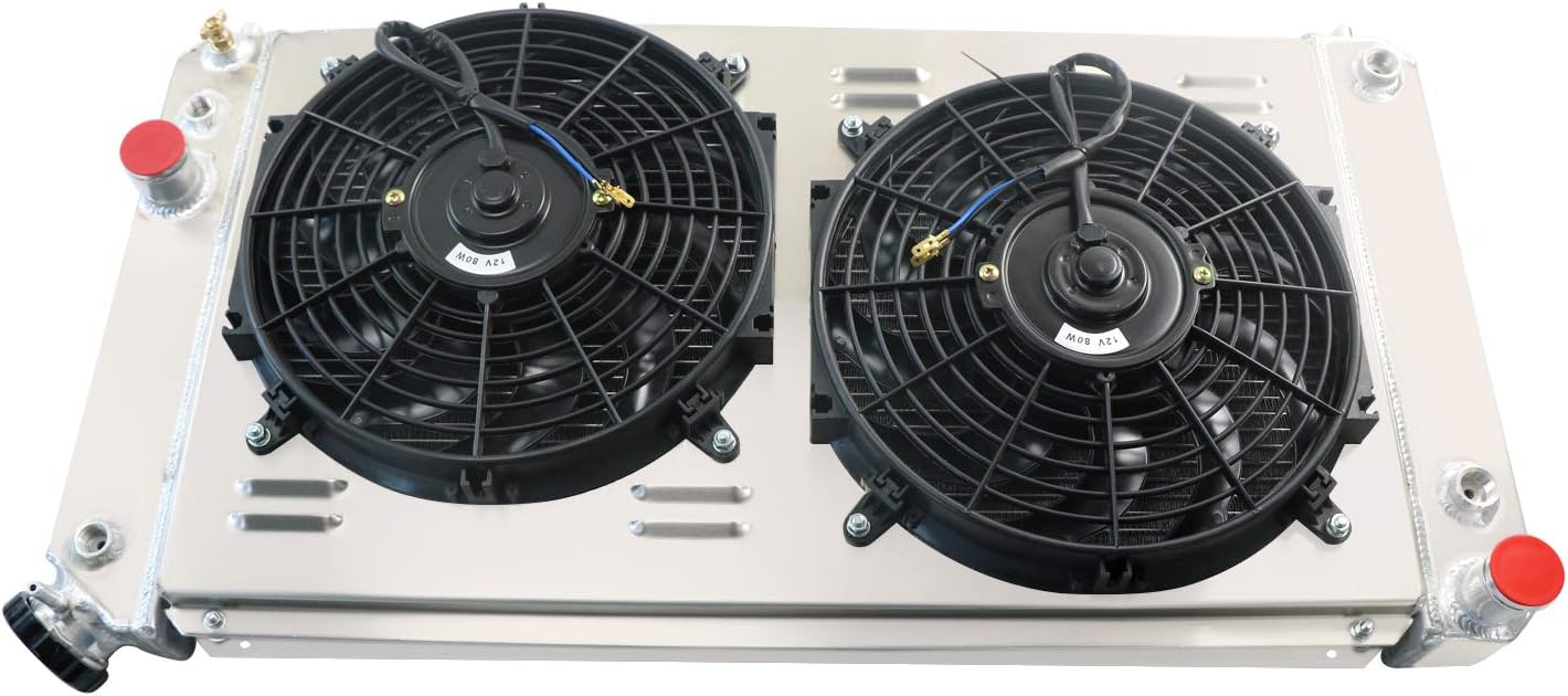 All Aluminum Radiator for 1996-2005 Chevy S10 Blazer C1500 Truck GMC Sonoma Jimmy Isuzu Hombre Oldsmobile Bravada V8 V6 97 98 99 01 02 03 04 05, 3 Row Radiators Shroud Fans Relay