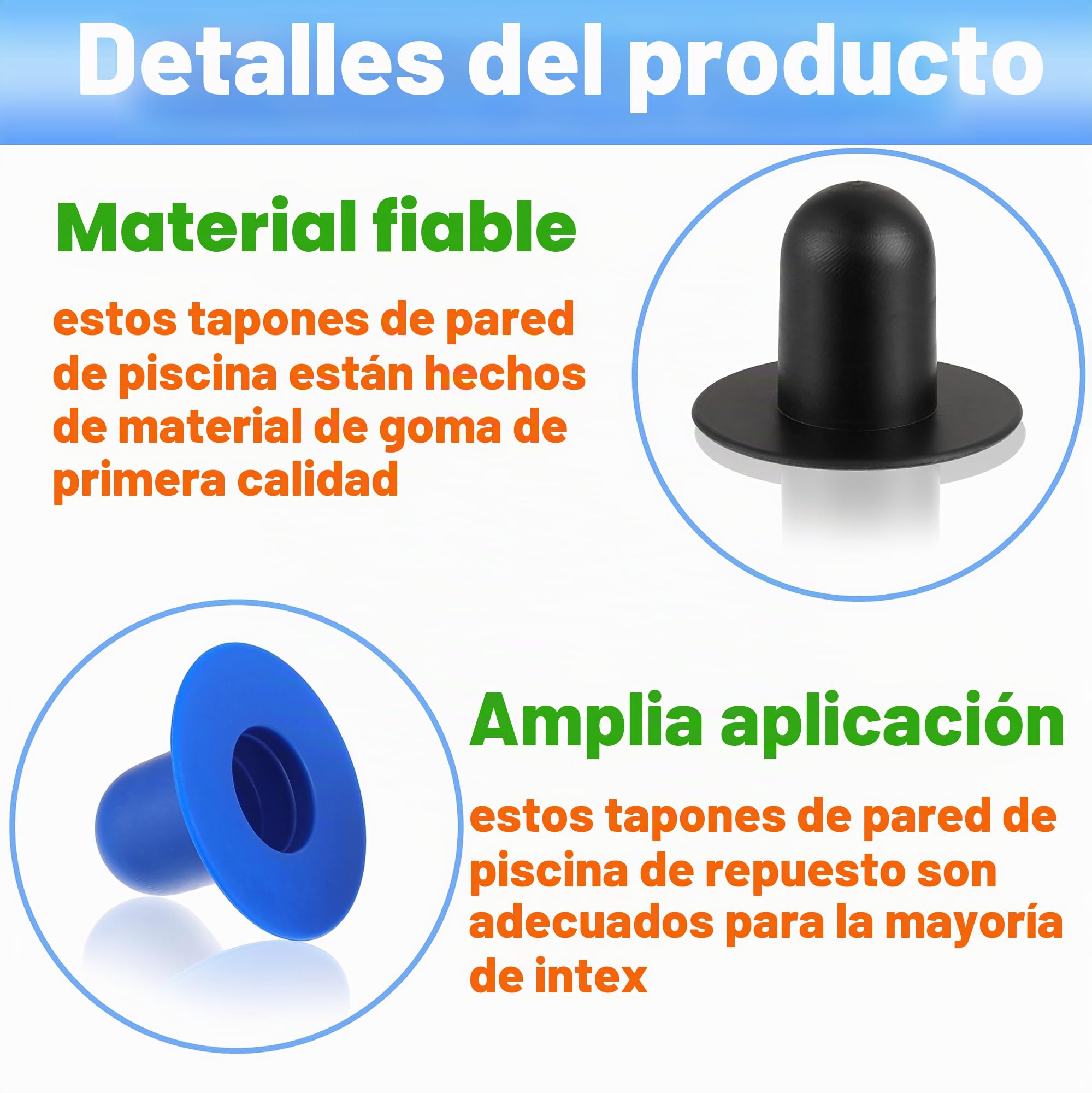 KGDUYC Tapones De Piscina 2 Piezas | PVC Ajuste 1.25'' | Antifugas Para Piscinas Desmontables
