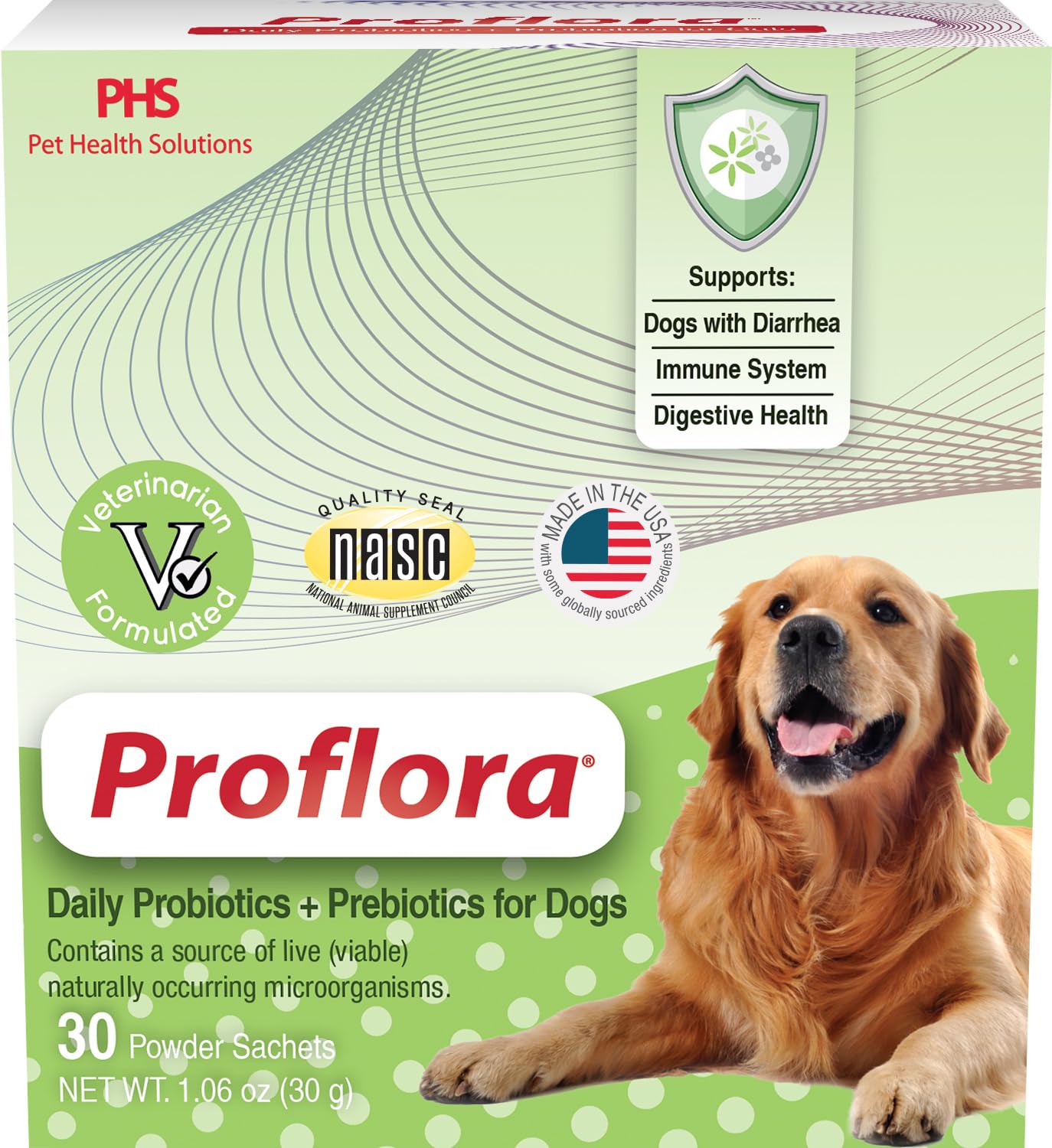 Proflora Probiotics for Dogs-Complete Gut Health & Immune Support. Easy to Use Digestive Multi-Strain Probiotics. Easier Diet Transitions, Healthier Skin & Coat & Helps Treat Diarrhea. 30 Packets.
