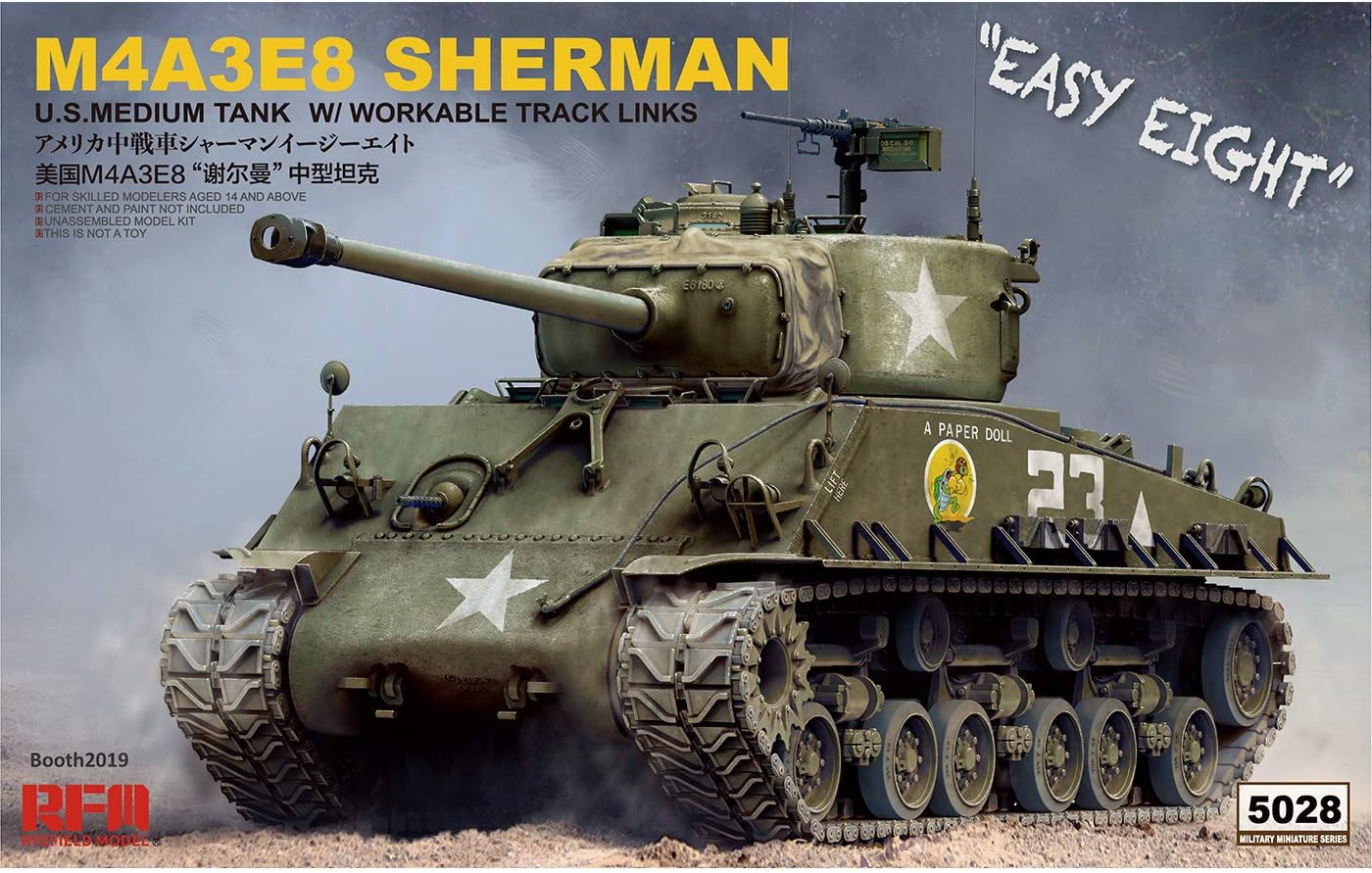 Rye Field 5028 1/35 M4A3E8 Sherman Easy Eight w/ workable Track & Torsion Bars
