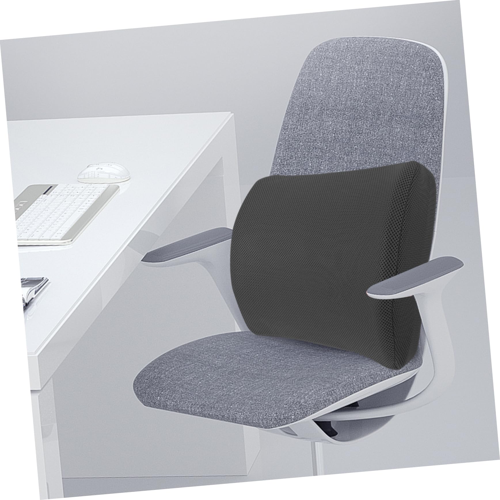UKCOCO Cojín Lumbar De Espuma Viscoelástica Ergonómico para Oficina y Coche, Almohada De Espalda Transpirable Negra, Soporte Desmontable De para Salud Postural y Comodidad