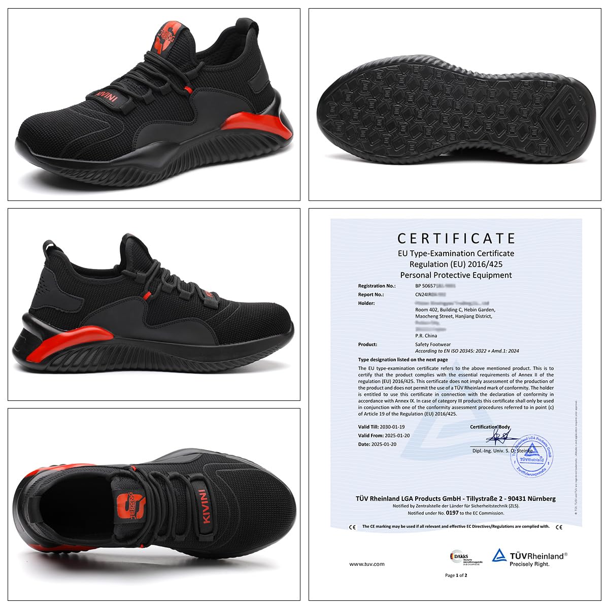 Scarpe Antinfortunistiche Uomo Donna Safety Shoes Punta in Acciaio Leggere Scarpe da Lavoro Traspiranti Sneakers Antinfortunistiche