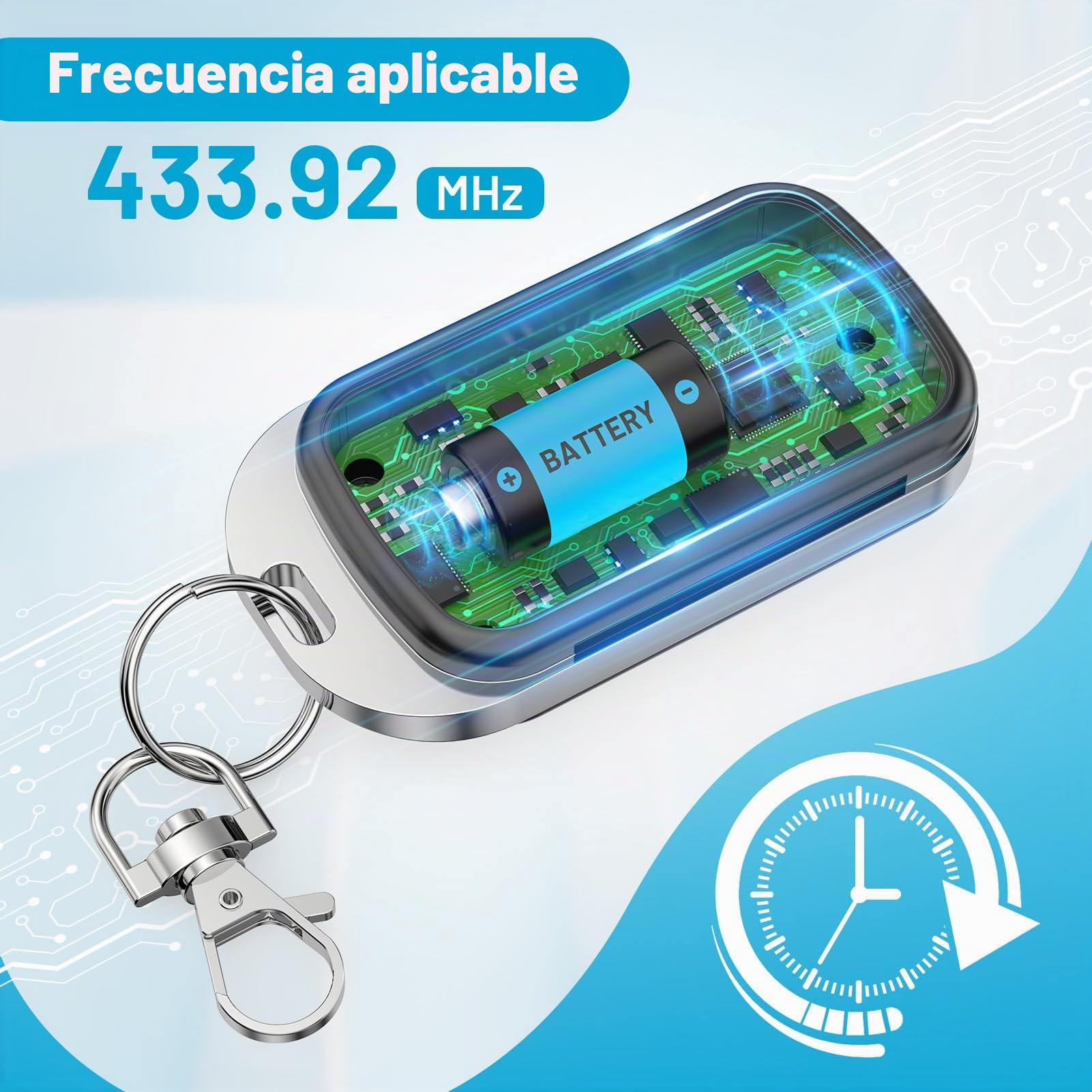 3Pcs Mando Garaje Universal 433Mhz, Mando a Distancia Clonador Puerta Garaje Codigo Fijo, Duplicador de Mandos de Garaje, Control Remoto Inalámbrico Automático para Puerta de Garaje