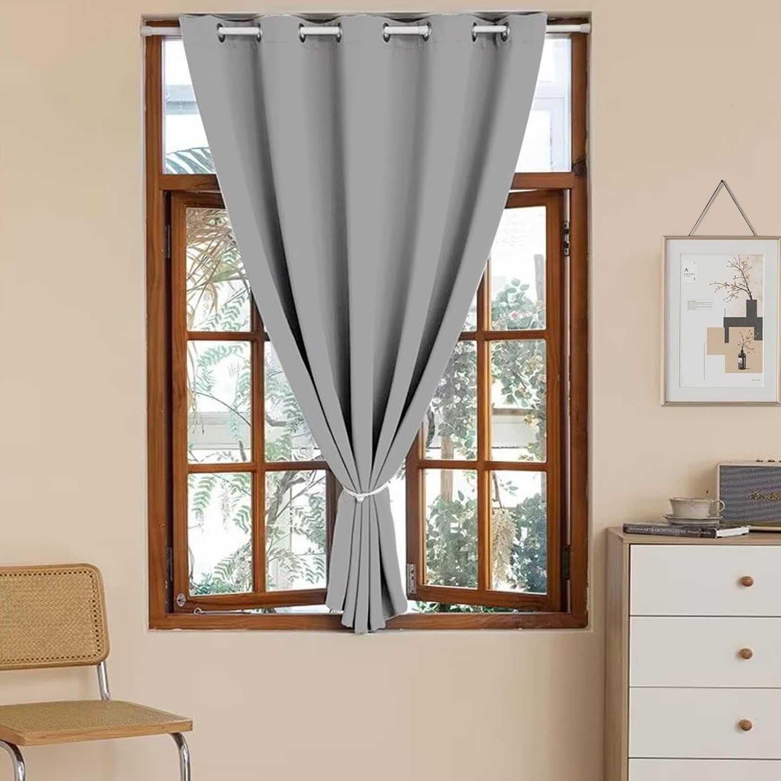 Longcao Light Grey Blackout Thermal Insulated Curtains 90 X 160 Cm Soft Window Treatment Insulated Soundproof & Room Darkening Velvet Curtains For Bedroom For Bedroom & Living Room,