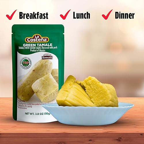 Miniatura 5 de La Costeña Tamales Verdes  Sabor de cerdo  Apto para microondas  No requiere refrigeración, 3.8 onzas (paquete de 12)