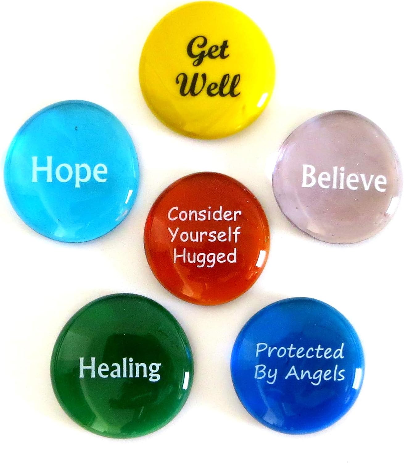 Lifeforce Glass Get Well Glass Stones, 6 Messages to Bring Comfort and Hope for a Fast Recovery : Home & Kitchen