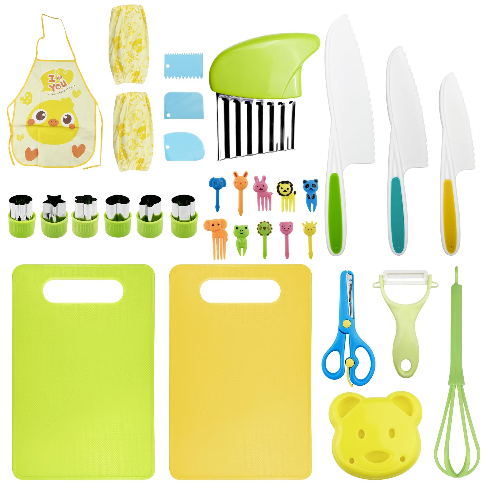 Lixiluxia Coltelli di Sicurezza per Bambini, Set di Coltello da Cucina per Bambini, Utensili da Cucina Montessori Incluso Pelapatate e Tagliere, per Tagliare e Cuocere Frutta o Verdura per Piccoli
