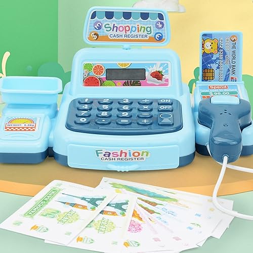 Miniatura 4 de Caja registradora de juguete Juego con música Cajero Tienda de comestibles Supermercado Interactivo Playset para niños Regalo Juguete Azul