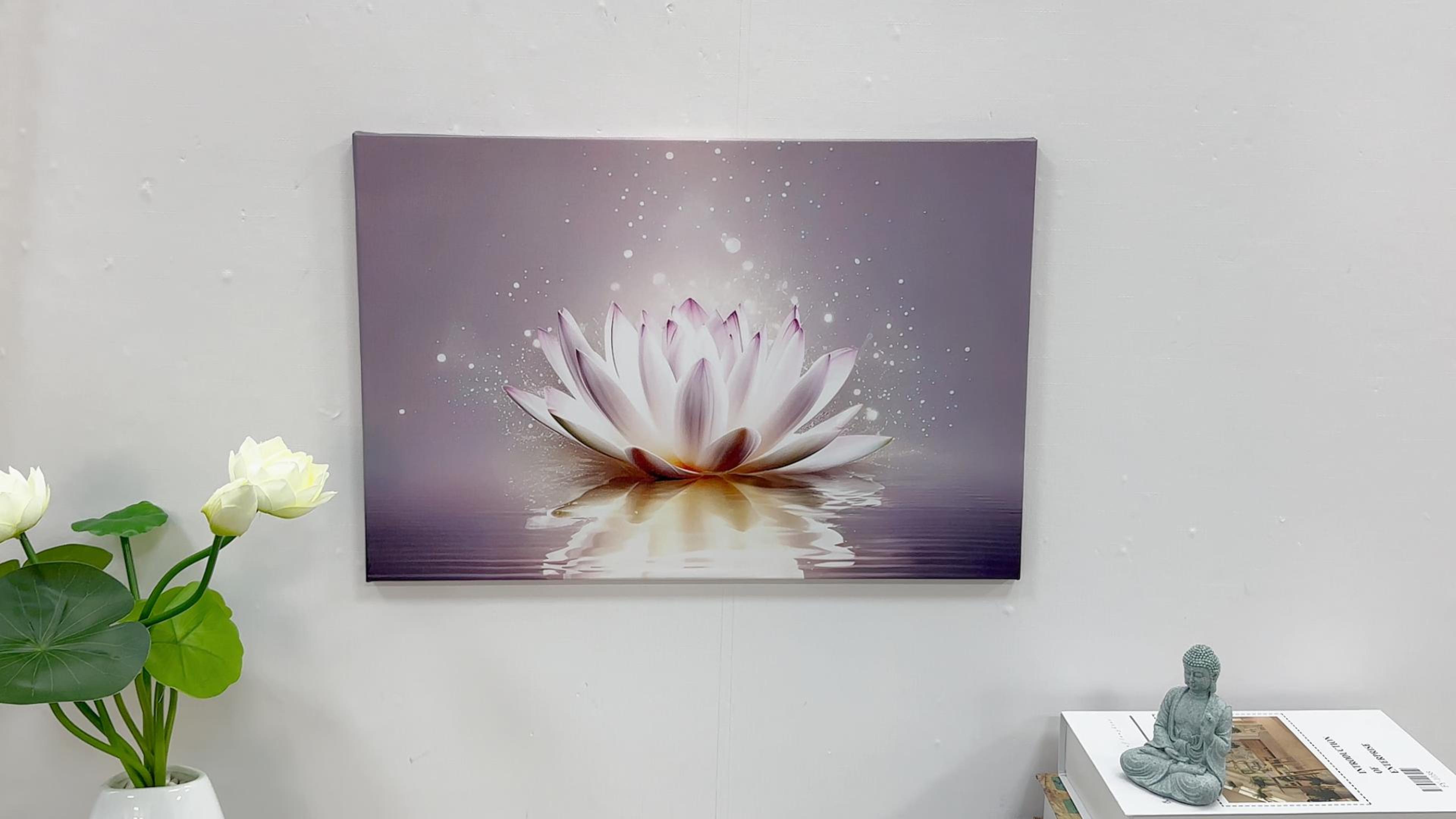 LZIMU Zen Wall Art White Lotus Flower Bloom In Water Picture Prints ...