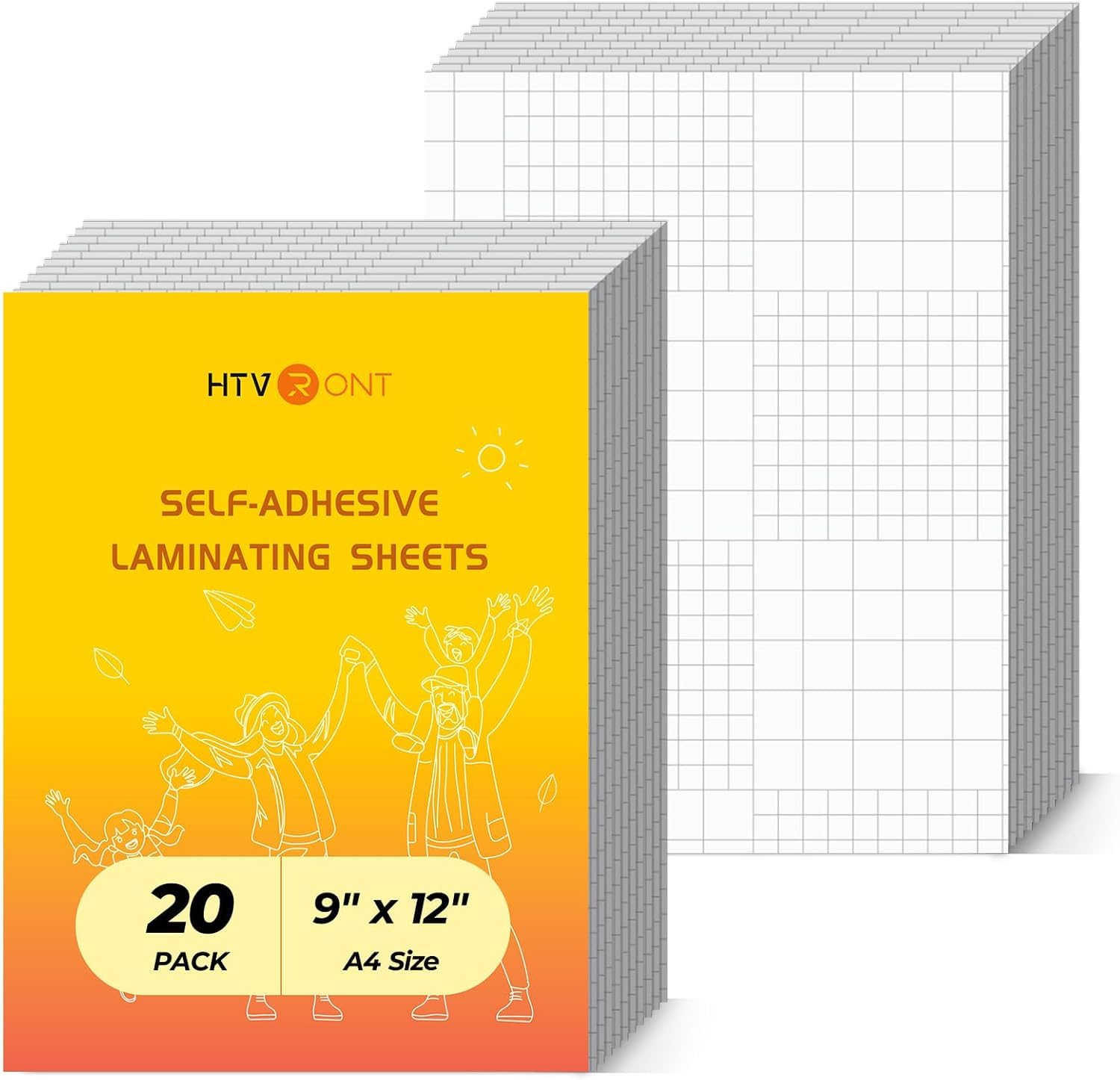 HTVRONT Self-Adhesive Laminating Sheets - 20 Sheets, 4mil, 9 x 12 Inches Self Laminating Sheets