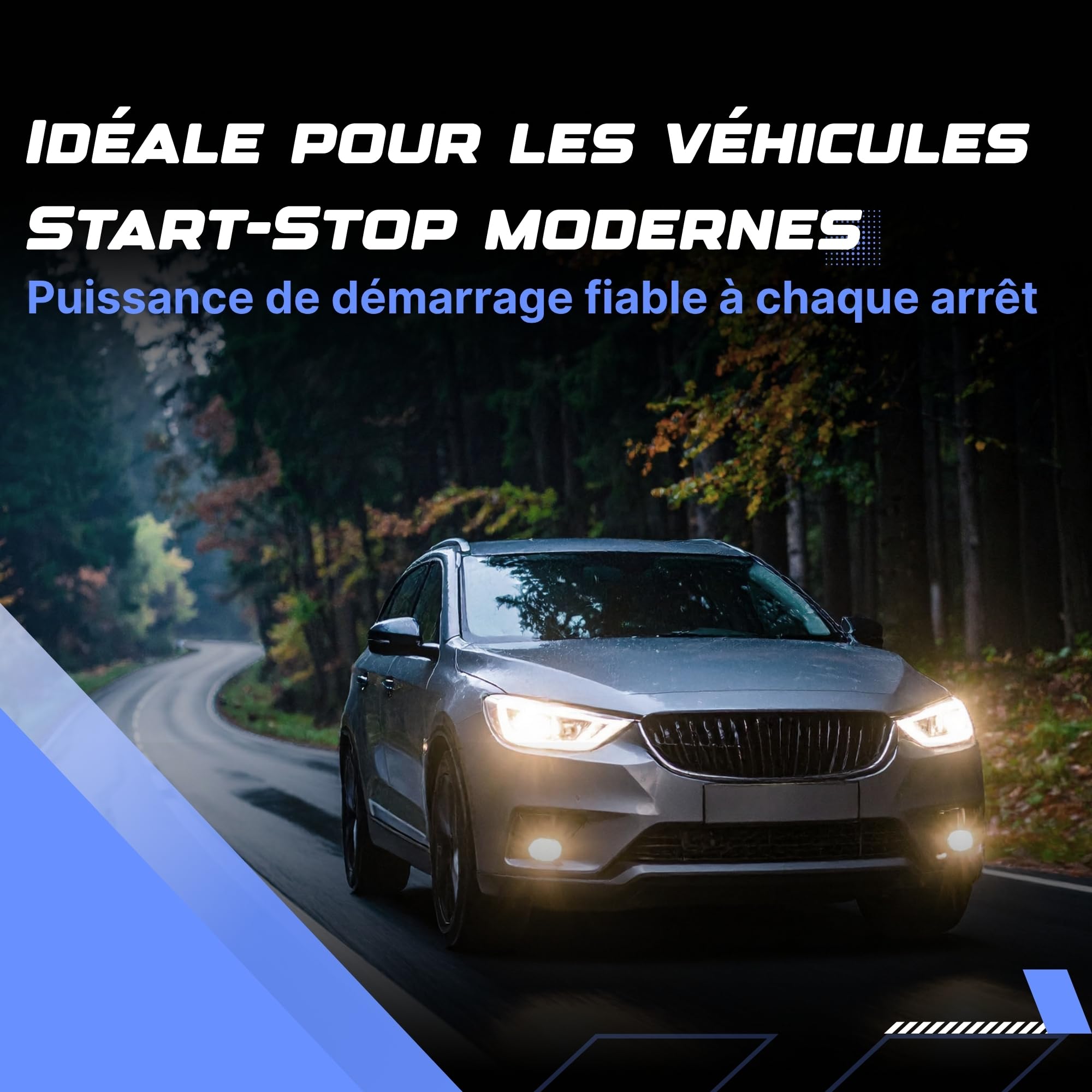Batterie 12V 70 Ah AGM Start & Stop - Démarrage de 720A - Auto Sans Entretien - Format L3 pour Véhicules Récents Start & Stop - Remplacement batterie Origine - Power Hexagone