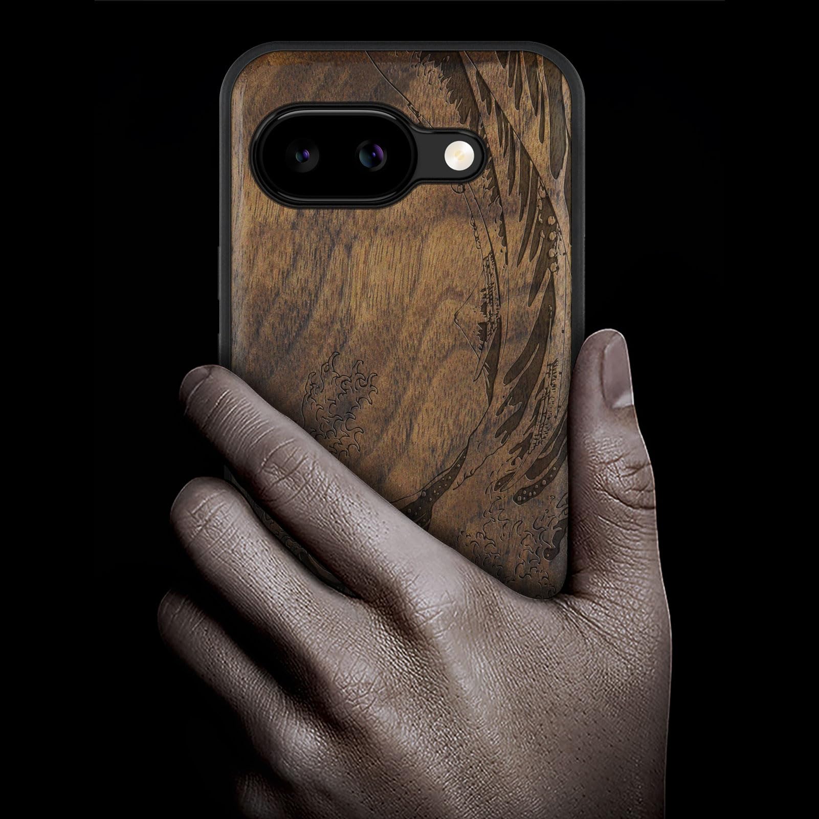 Carveit Holz Handyhülle Für Google Pixel 9a – Mit Wikinger-Motiv, MagSafe Kompatibel, Stoßfest