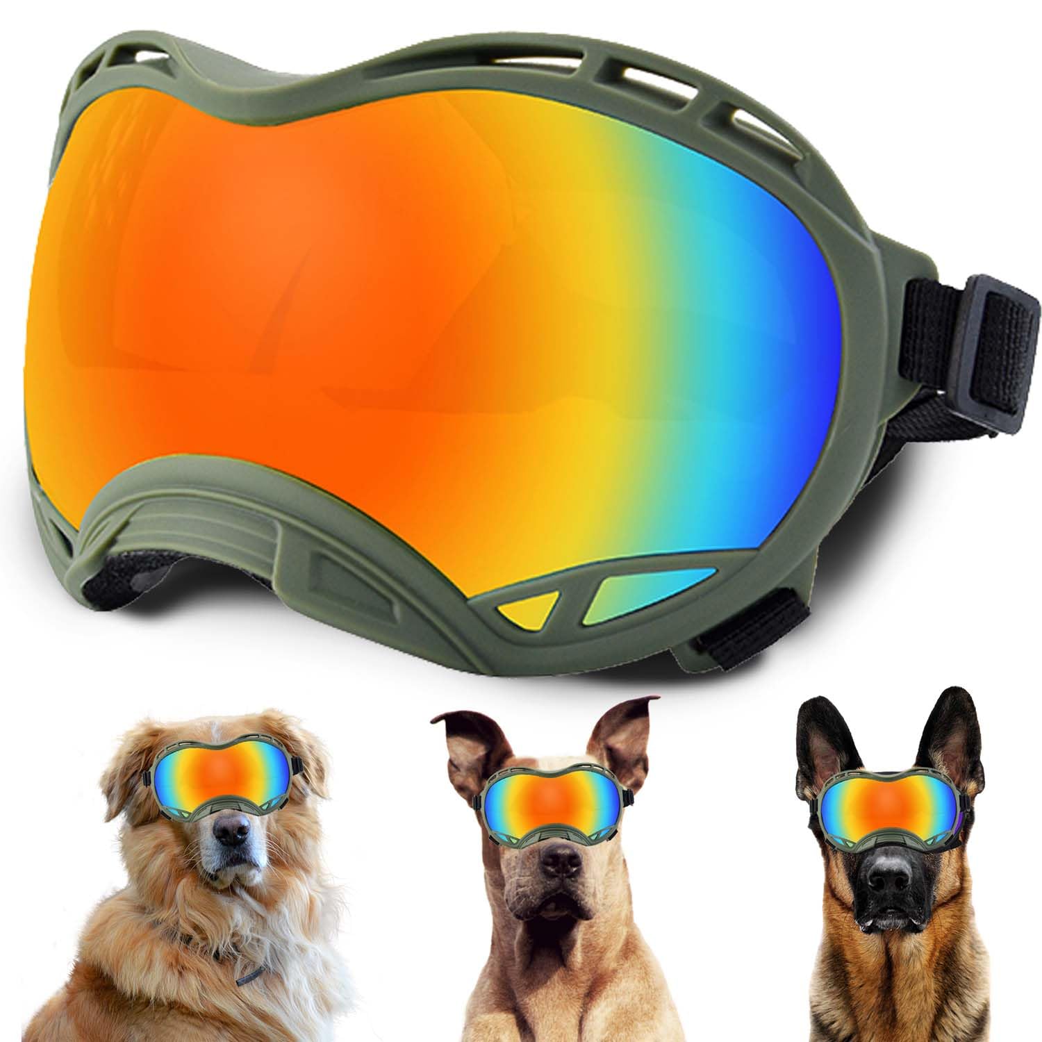 Dog Sunglasses,Doggles Anti-UV Protection,Pet Sunglasses with Adjustable Strap,Suitable for Motorcycle Car Driving Bike Riding Hiking Swimming Wind Dust Fog Dog Eye Protection