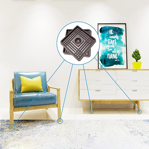 Miniatura 5 de TL-JIYPU - Copas cuadradas de goma para muebles de 3 x 3 pulgadas con agarre antideslizante para el suelo 4 unidades posavasos ideales para muebles