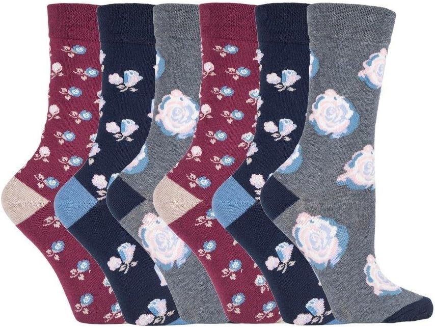 6 Pack Womens Colorful Patterned Soft Top Cotton Crew Socks