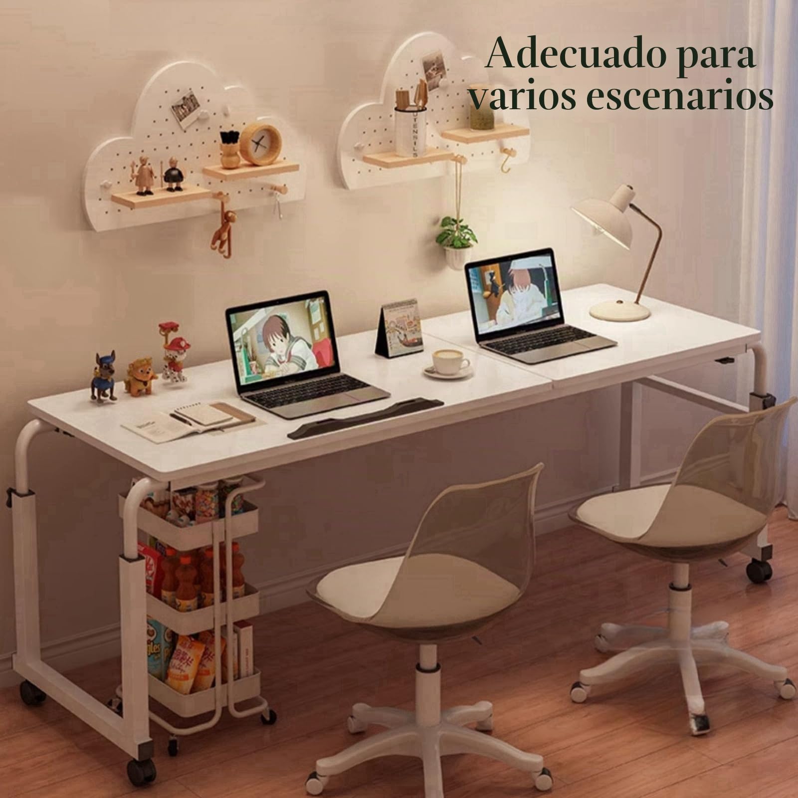 Escritorio Móvil sobre la Cama con Ruedas - Mesa de Cama y Computadora en Uno