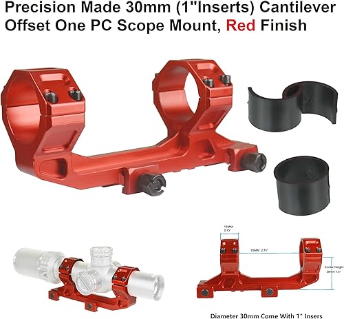 Miniatura 2 de TWP Montura de anillo de una pieza con alcance Picatinny en voladizo, 1.181 in con inserciones de 1 pulgada, perfil de altura media hecho con