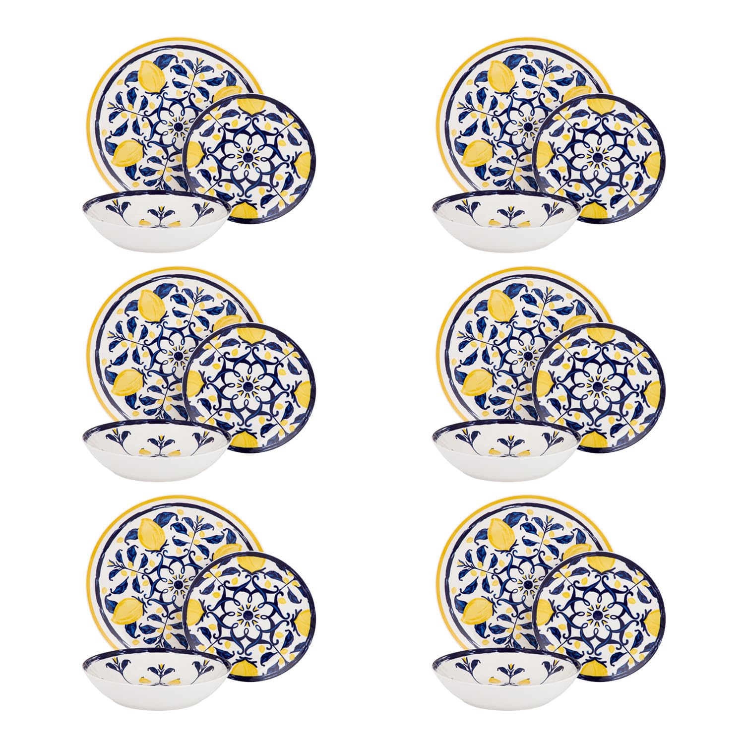 18-teiliges Porzellanteller-Set Zitronen Amaltea