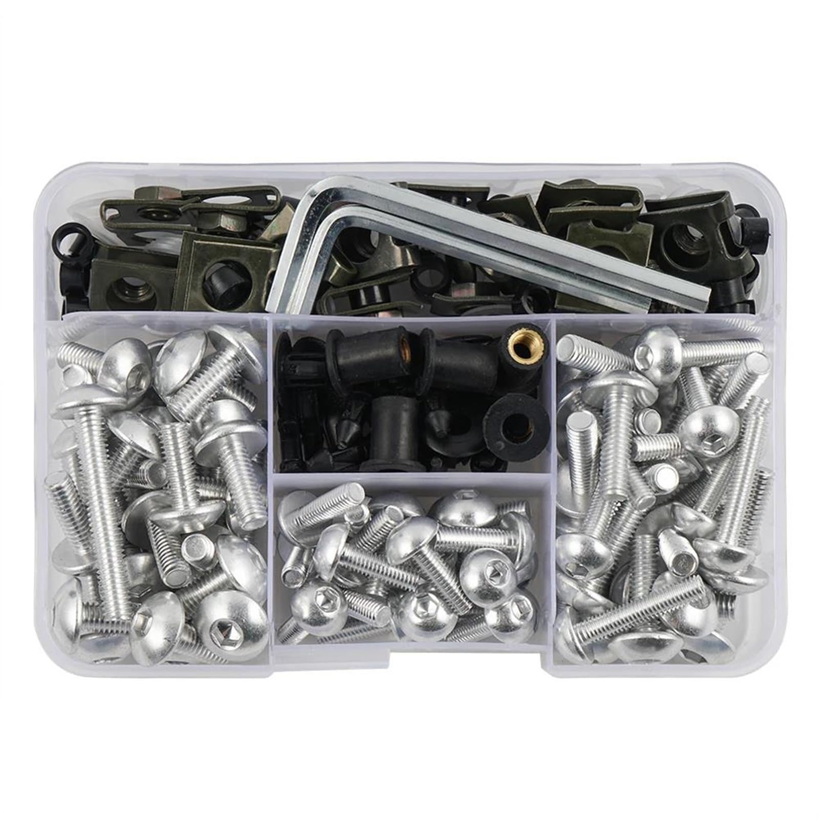 Bulloni Kit Kit Di 190 Viti E Bulloni Per Carenatura Moto Per Suzuki LTZ 400 Completo Elementi Fissaggio Per Parabrezza, Clip, Rondelle Dadi Elementi Di Fissaggio(Argento)