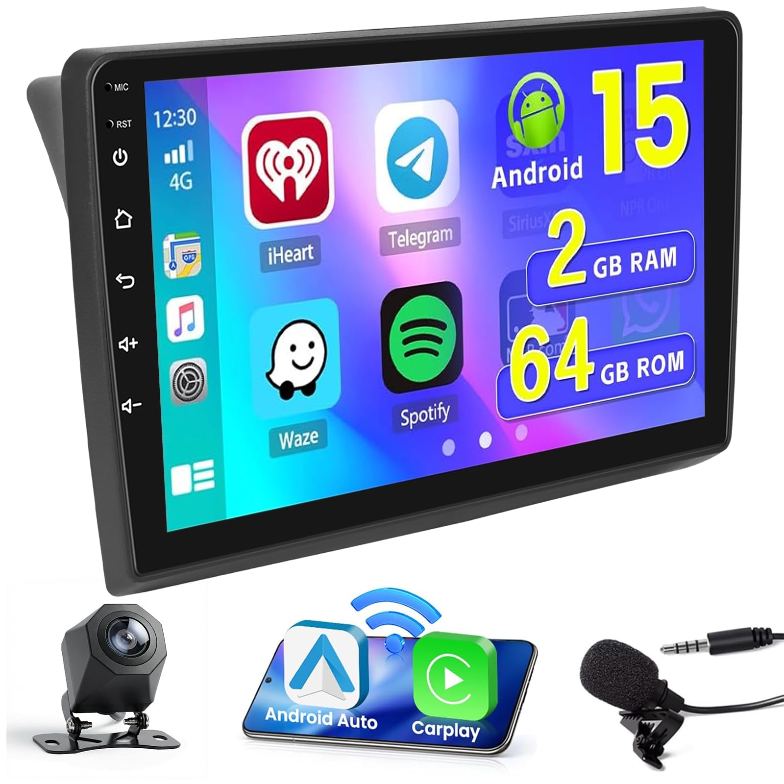 Hikity 2+64GB Radio Coche Android 15 para Renault Trafic 2001–2010/Opel Vivaro 2006–2010/Nissan Primastar 2006–2014 con 10" Pantalla, Carplay Android AutoFM/RDS Radio BT WiFi+Cámara Trasera+Mic