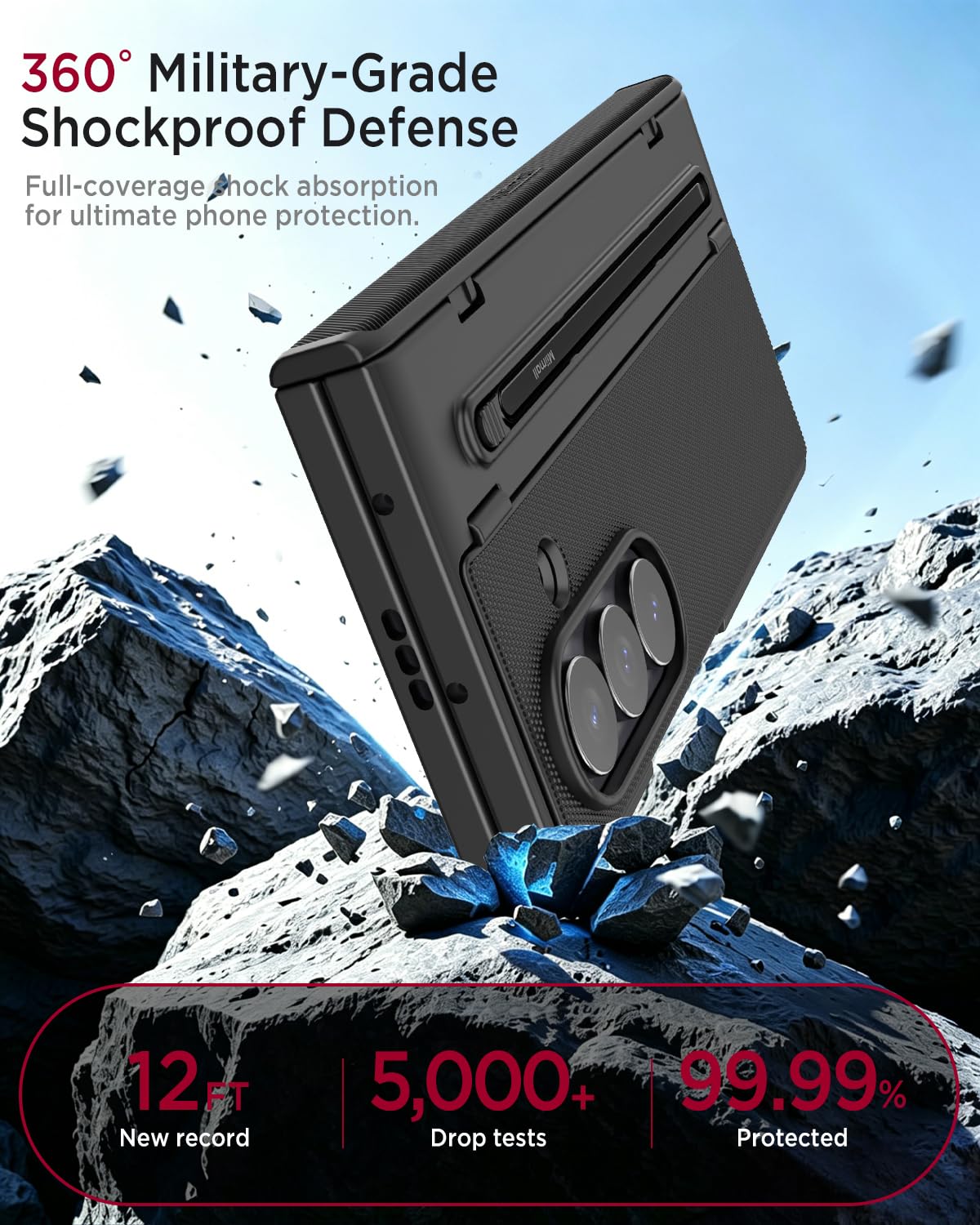 Miimall Funda Anti Espia para Samsung Galaxy Z Fold 7 con S Pen, [Protector de Pantalla Privacidad] Protección Bisagra Funda Fold 7 con Soporte, Antigolpes Grado Militar 360 Carcasa para Fold7, Negro