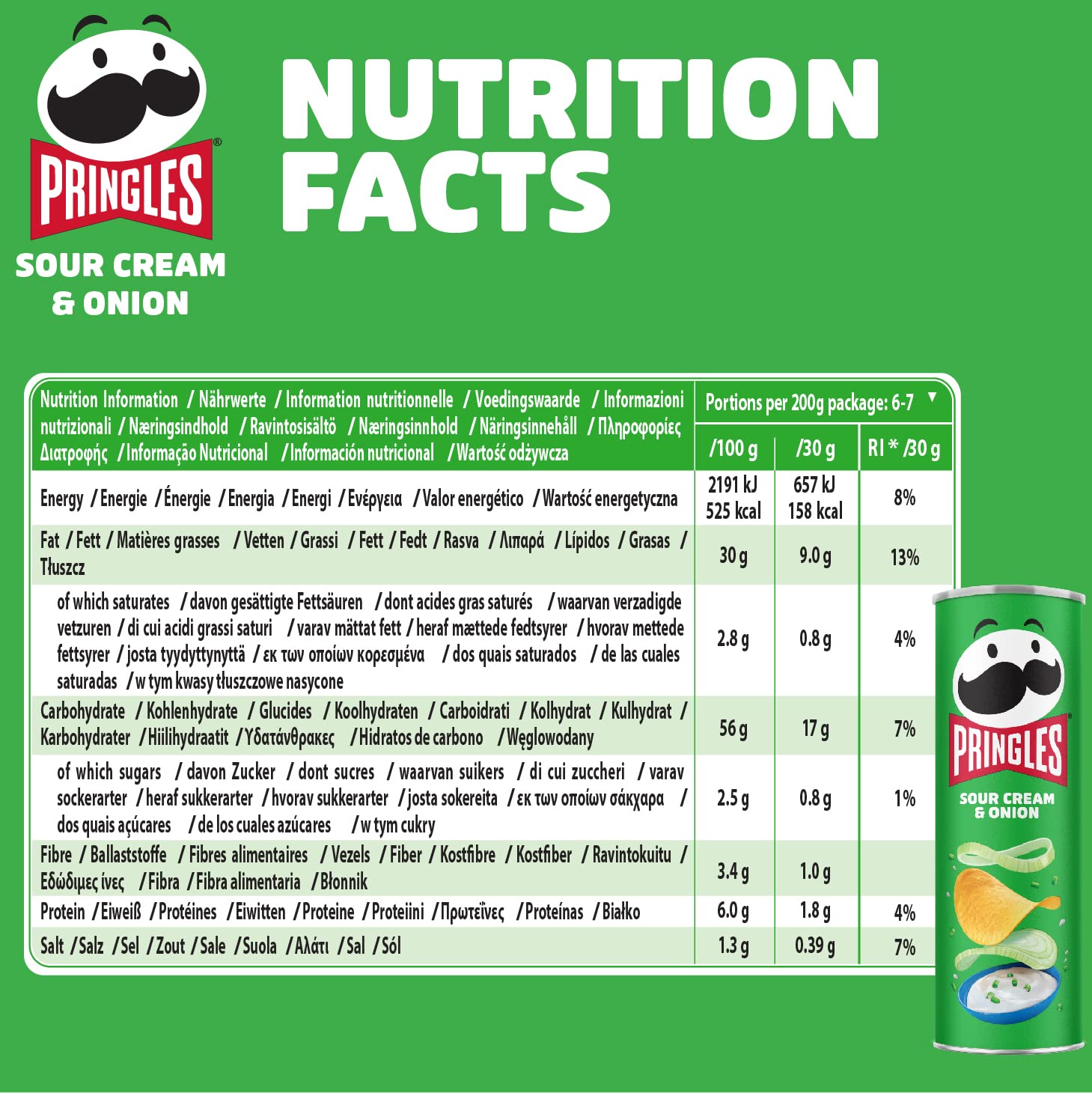 Pringles Sour Cream & Onion | Sourcream Chips | 19er Vorratspackung (19 x 200g)