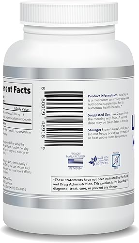 Miniatura 3 de Cápsulas de hongos de melena de león  Suplemento orgánico en polvo de melena de león de hongos reales para función cognitiva y apoyo inmunológico