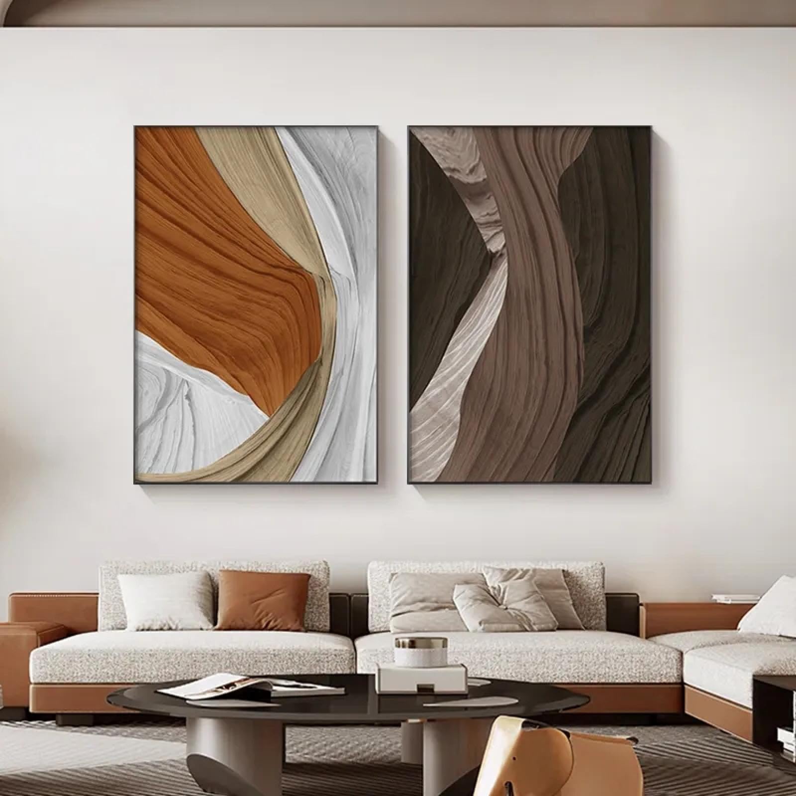 Rumlly Abstrakcyjna farba do brudu, obraz na płótnie, plakat, nadruk, minimalistyczne obrazy, dekoracja domu, obraz do salonu, sypialni, 70 x 100 cm x 2, bez ramy