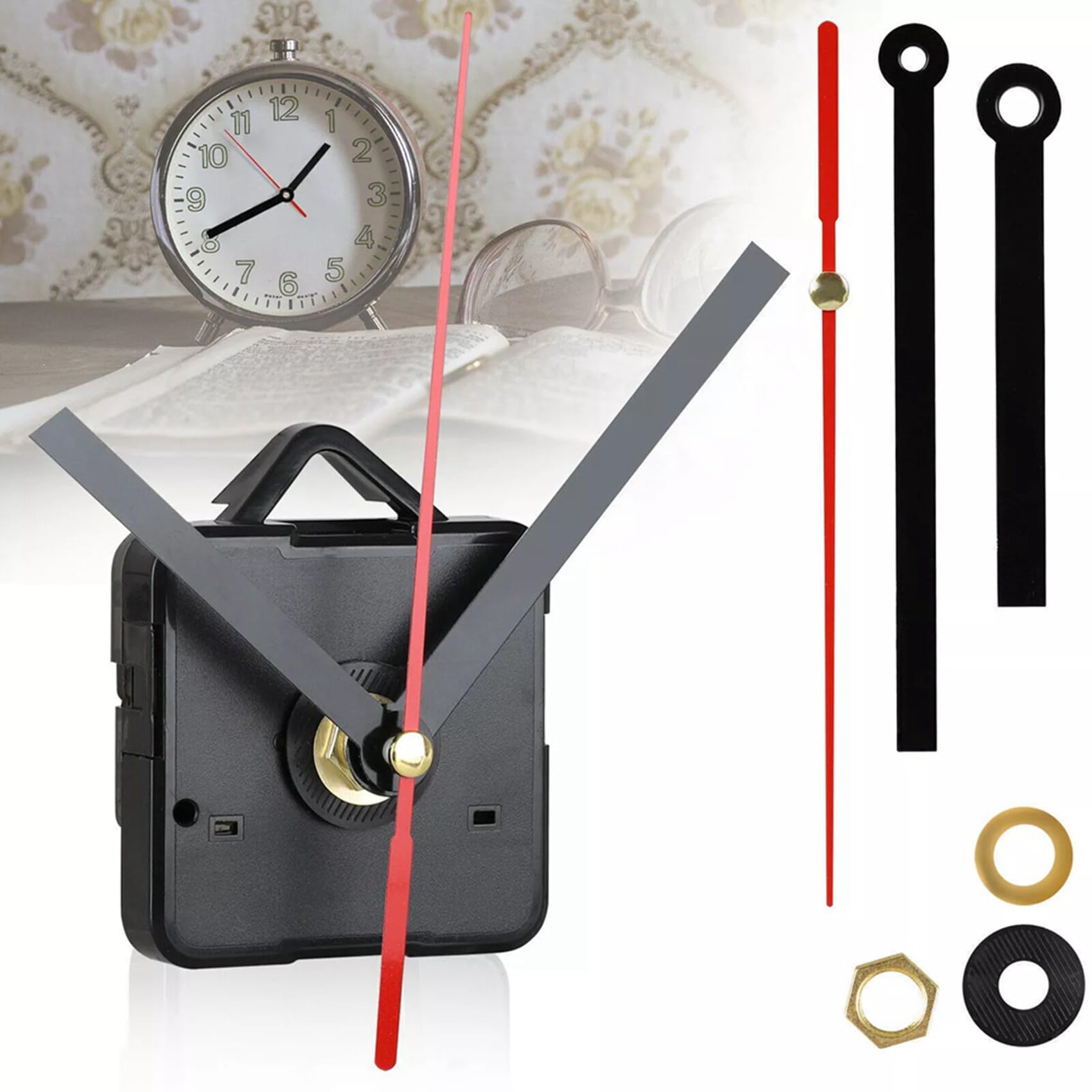 50 Pièces DIY Mécanisme de Mouvement D'Horloge à Quartz Silencieux Kit D'Aiguilles D'Horloge Murale à Faire Soi-Même Pièces D'Outils de Réparation de Remplacement
