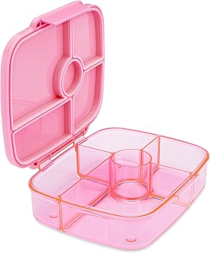 Yumbox Go Bento Lunch Box for Kids and adults, Leakproof Lids, Deep Tray, 5 Compartments, Removable Gasket, Compact, Lightweight, Food Safe Sydney Pink