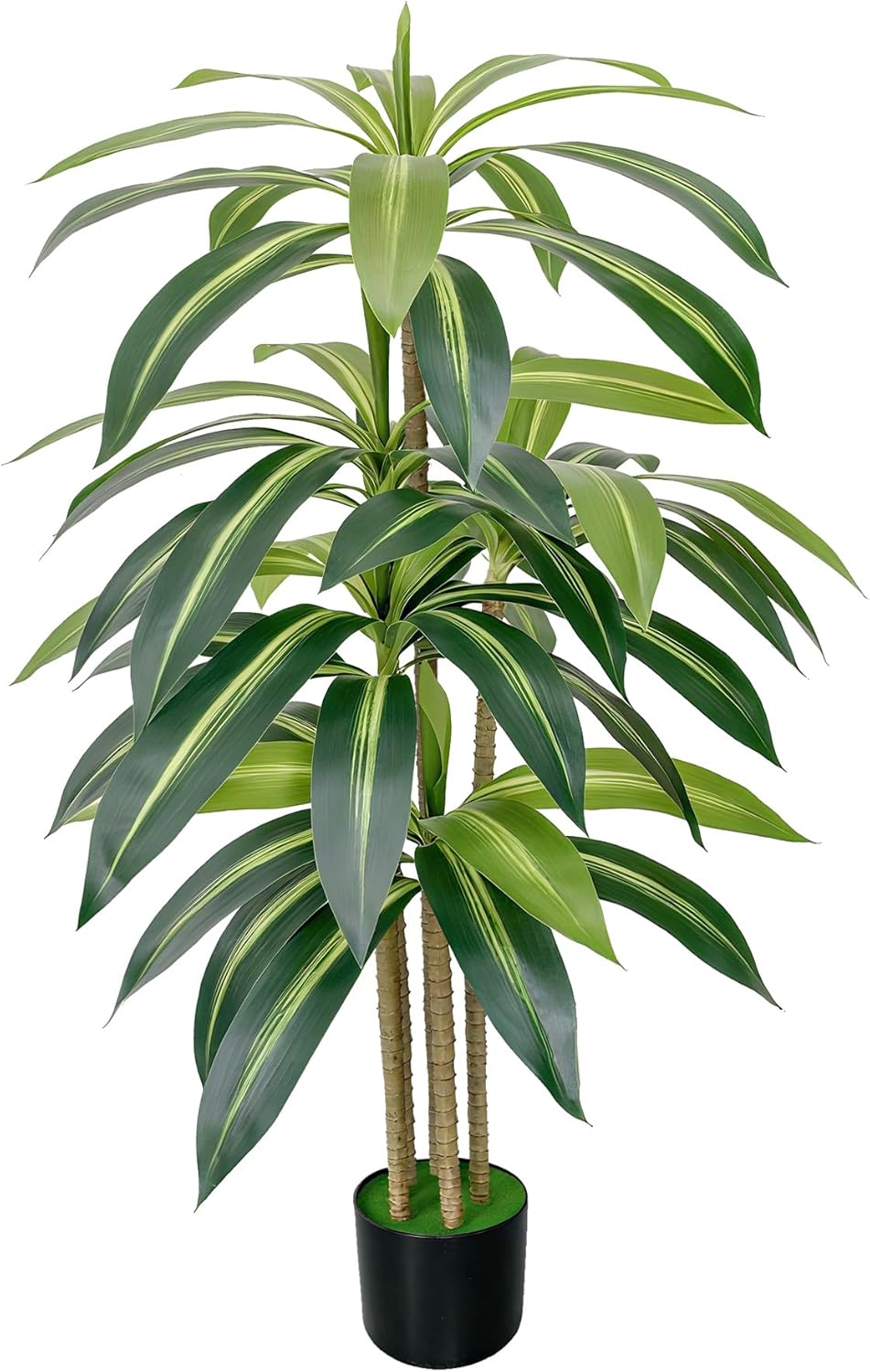 Artificial Dracaena Tree 4.3FT Dracaena Artificial Plant with Natural Wood Trunk and Lifelike Leaves Artificial Plants for Home Office House Decor Indoor