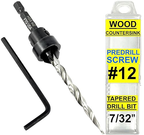 Miniatura 36 de FTG USA Juego de brocas avellanadoras de madera ajustable, 5 piezas, broca avellanadora #4 #6 #8 #10 #12 con broca cónica para carpintería