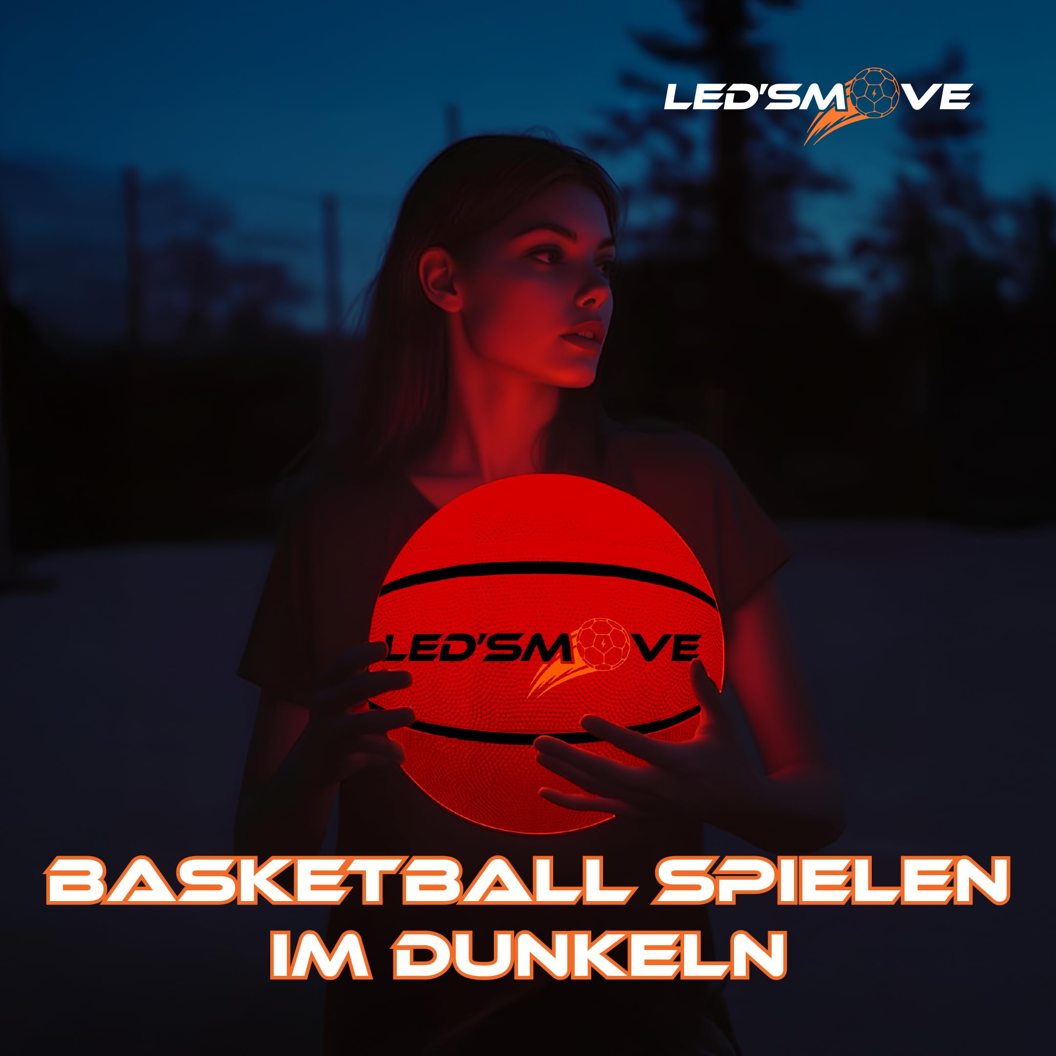 LED'S Move LED Leuchtender Basketball Outdoor Größe 7, leuchtende Spiele im Dunkeln, Leucht Ball Indoor and Outdoor Größe 7 USB Wiederaufladbar