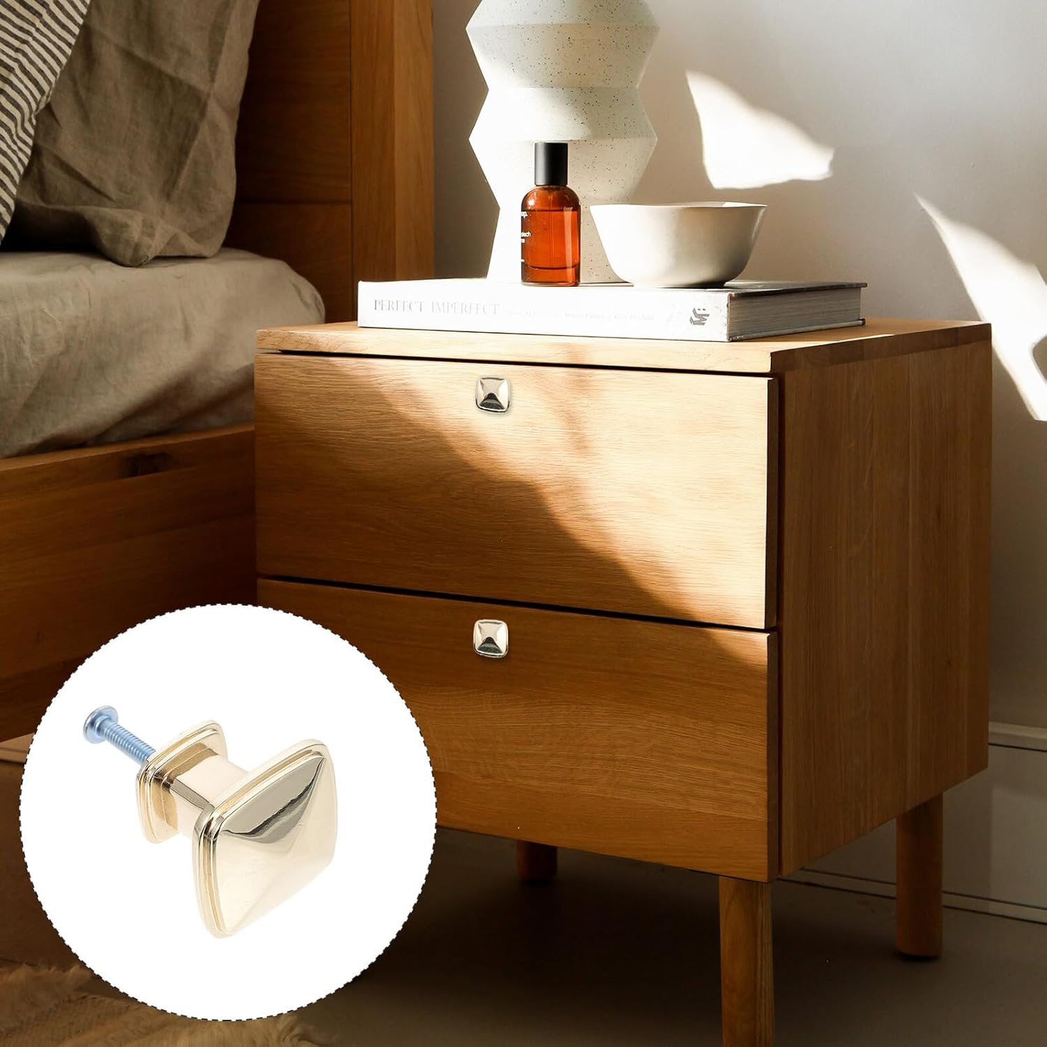 10pcs Gold Square Cabinet Door Pull Handles Small Single-Hole Drawer Knobs for Kitchen Cupboard Furniture