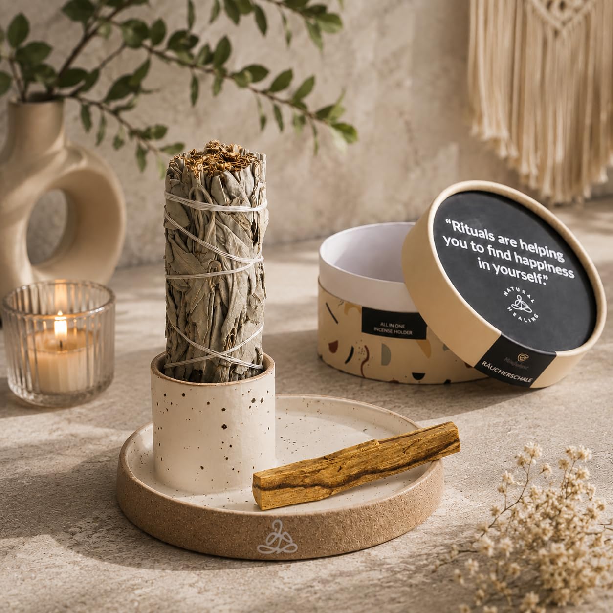 [Qualité Supérieure] Bol d'Encens Pour Palo Santo, Sauge Blanche I Palo Santo et Sauge Non Inclus