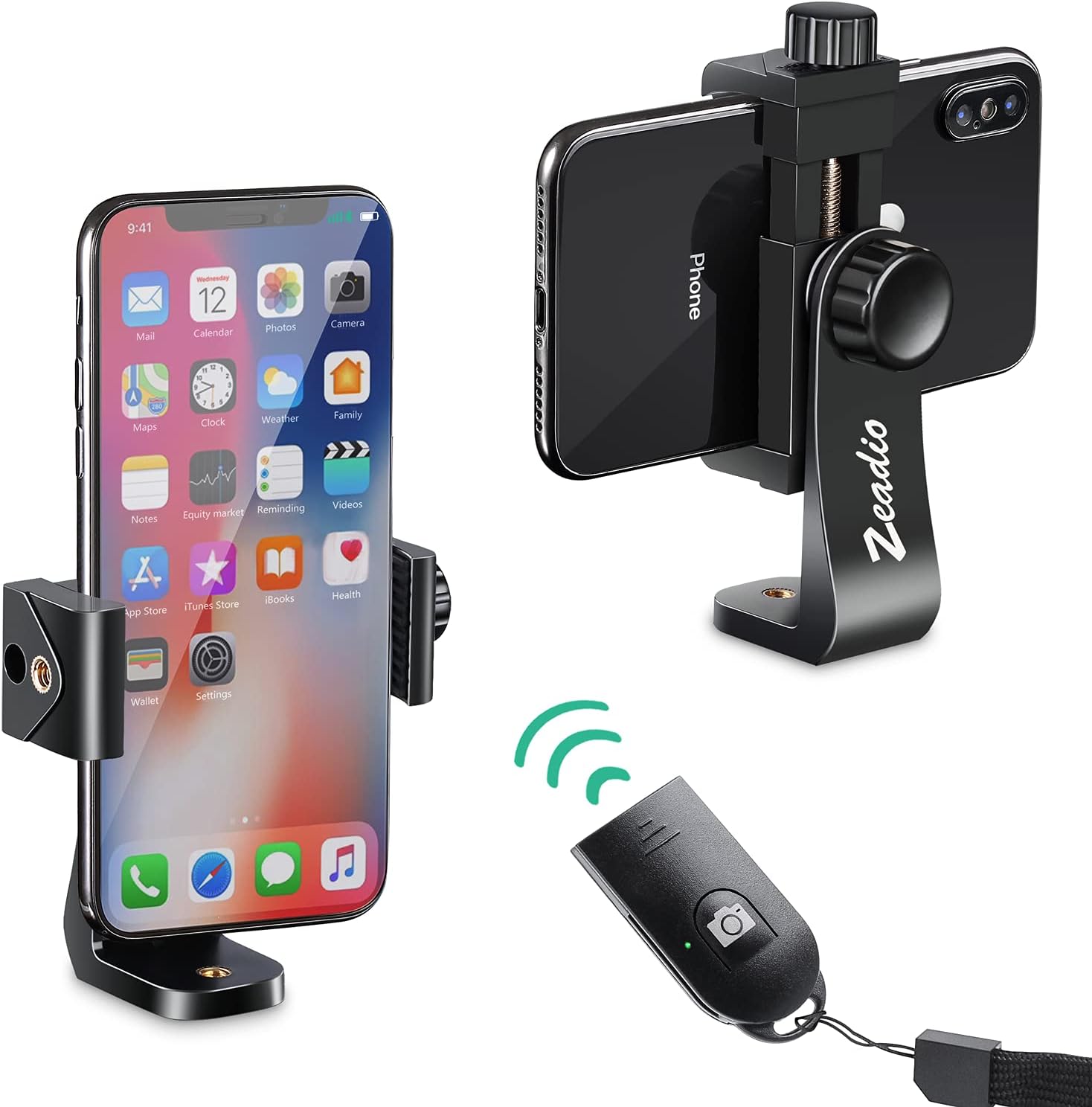 Zeadio Tripod Smartphone Mount, Cell Phone Holder Adapter, Selfie Stick Monopod