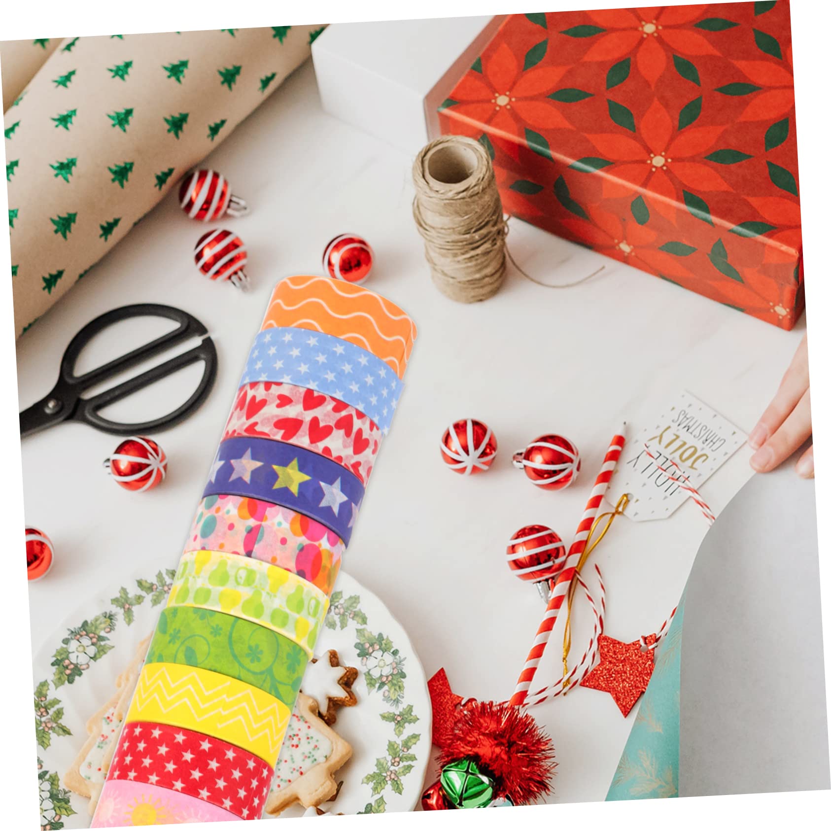 STOBOK 40rollen Weihnachts Washi Tape Bunte Karton-dekobänder Für Scrapbooking -projekte Geschenkverpackung Und Kreative Bastelarbeiten Verschiedenen Weihnachtlichen Motiven
