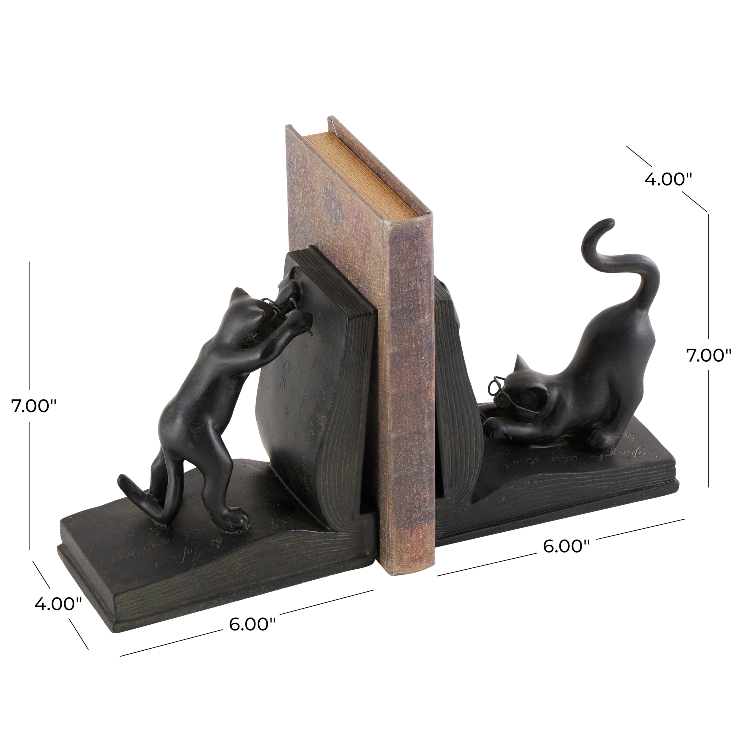 Deco 79 Gato de Polystone sujetalibros Par para Libros Lovers- (44690)