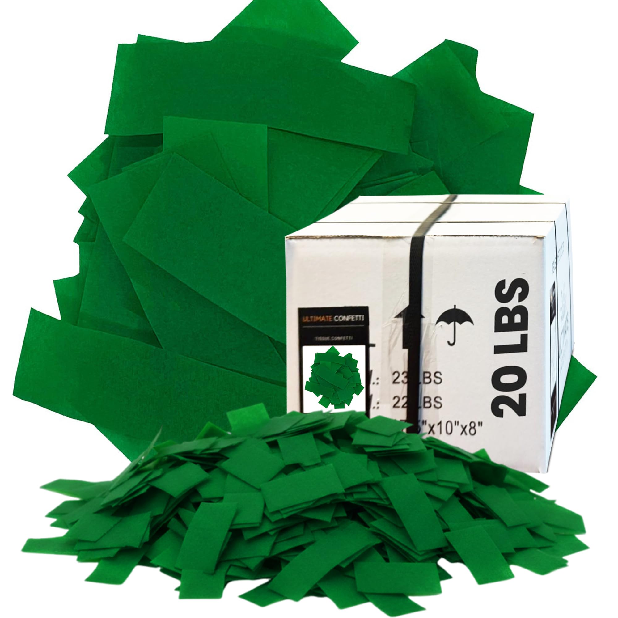 Ultimate Confetti - Rectangular Dark Green Tissue Paper Confetti - 20 lb