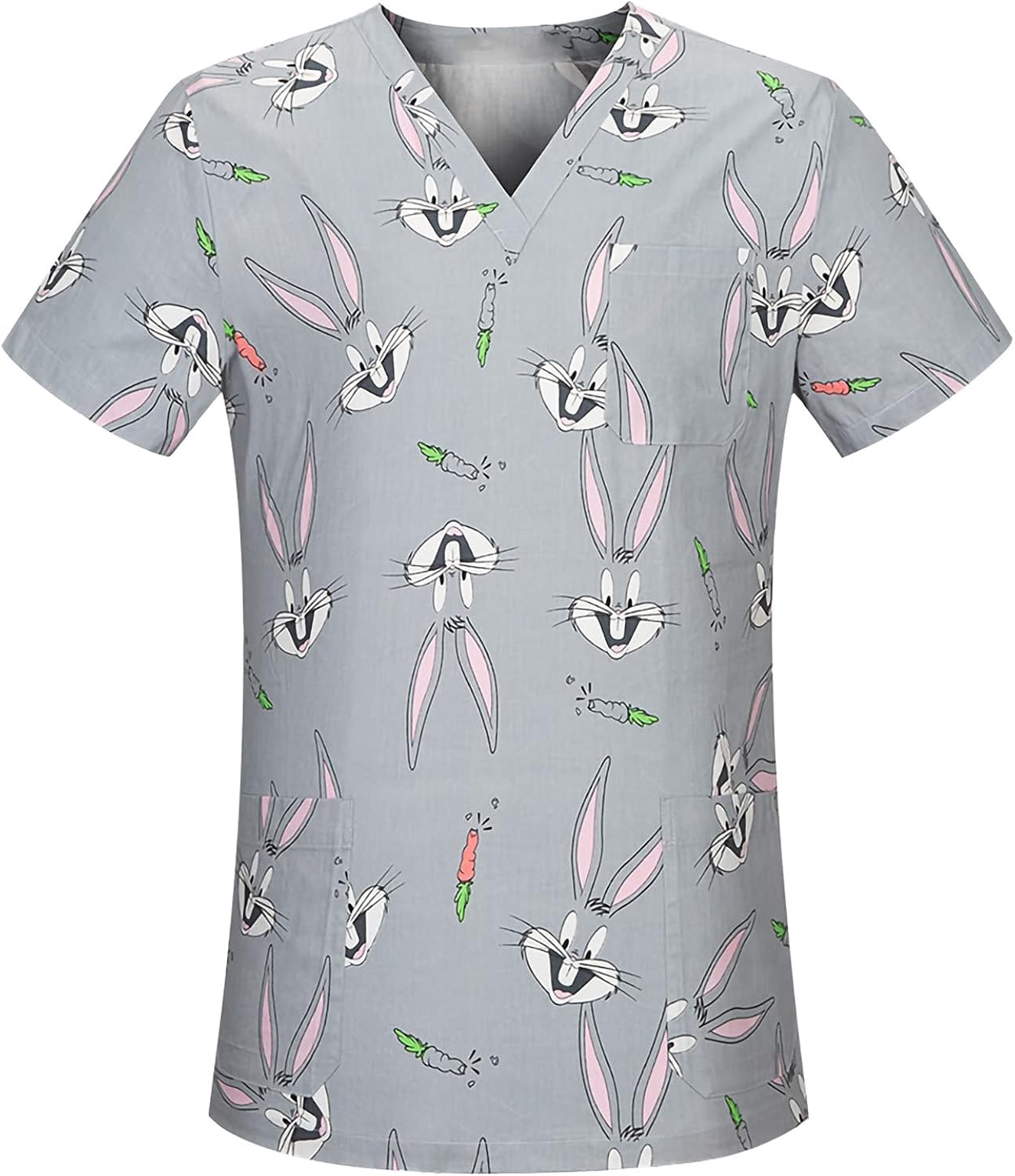 Summer Nursing Tops for Women Cute Printed V-Neck Short-Sleeve Working Uniform Print With Pockets Tunic Tee Blouse at  Women’s Clothing store