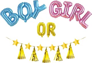 HaHaHa!【完成タッセル！】ジェンダー リビール 性別発表 Gender Reveal ベビーシャワー 赤ちゃん お祝い タッセル 風船 メッセージ バルーン レターバナー 飾り ガーランド 妊娠発表 産前準備 出産準備 出産祝い 男の子 女の子 デコレーション 飾り付け (Boy or Girl)