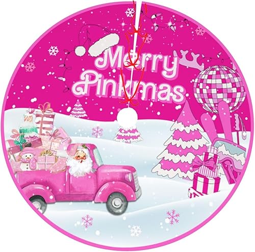 Falda de árbol de Navidad de 36 pulgadas, decoración de Navidad rosa para decoración de fiesta de festival de Navidad