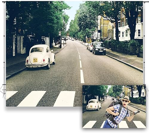 Telón de fondo de banda musical de 7 x 5 pies para fotografía, fondo de calle, fondos de coches vintage, suministros de decoración de fiesta,