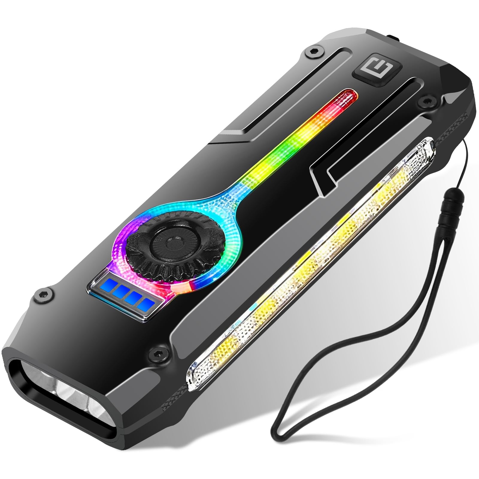 Linterna plana EDC recargable, linterna de bolsillo con luz blanca y cálida, luz RGB, UV, haz rojo, linterna recargable pequeña USB-C con clip e magnético para camping, caminata nocturna, emergencia