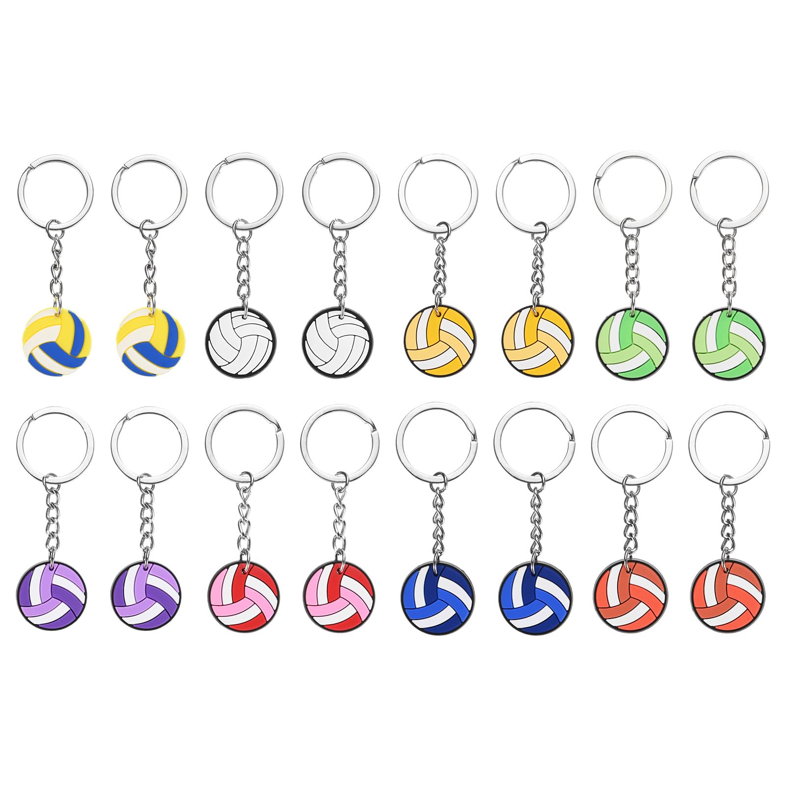 Sourcing map 16 Pezzi Portachiavi Pallavolo in Bulk, Portachiavi Pallavolo con Anello di Metallo per Zaino, Idee Regalo per Squadra, Accessori per Feste Sportive, 8 Colori