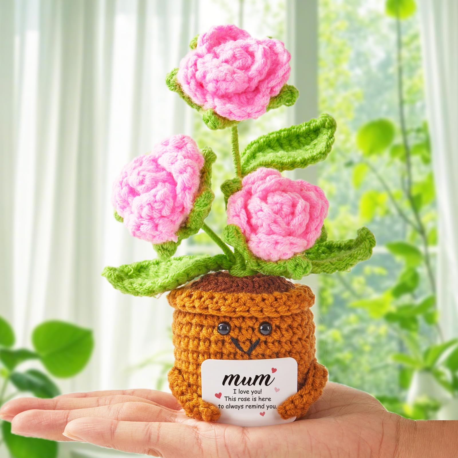 Petits cadeaux de fête des mères : rose tricotée fait main maman