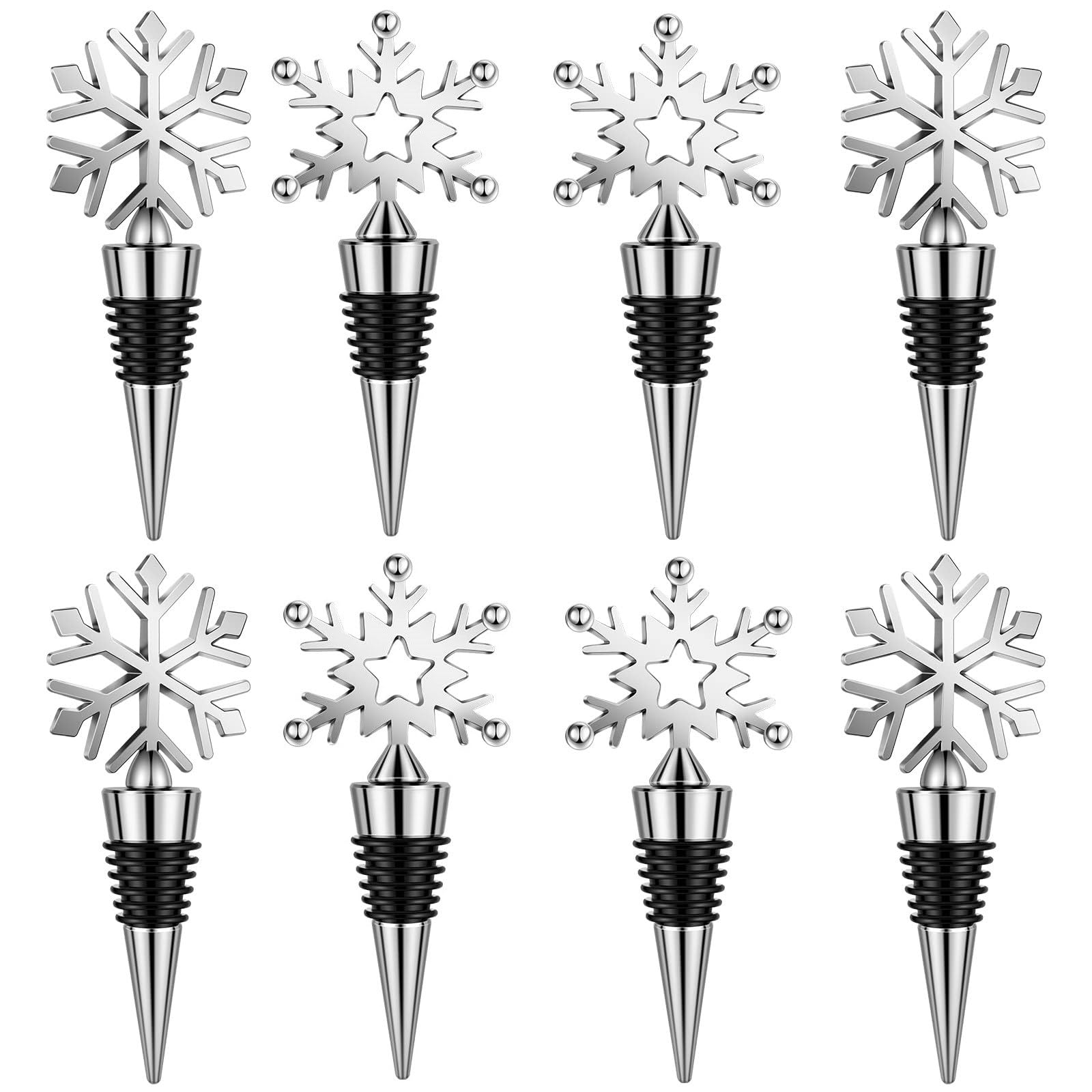 CTRLZS 8 Pcs Snowflake Wine Stopper Reusable Wine Bottle Stopper Wine and Beverage Bottle Stoppers