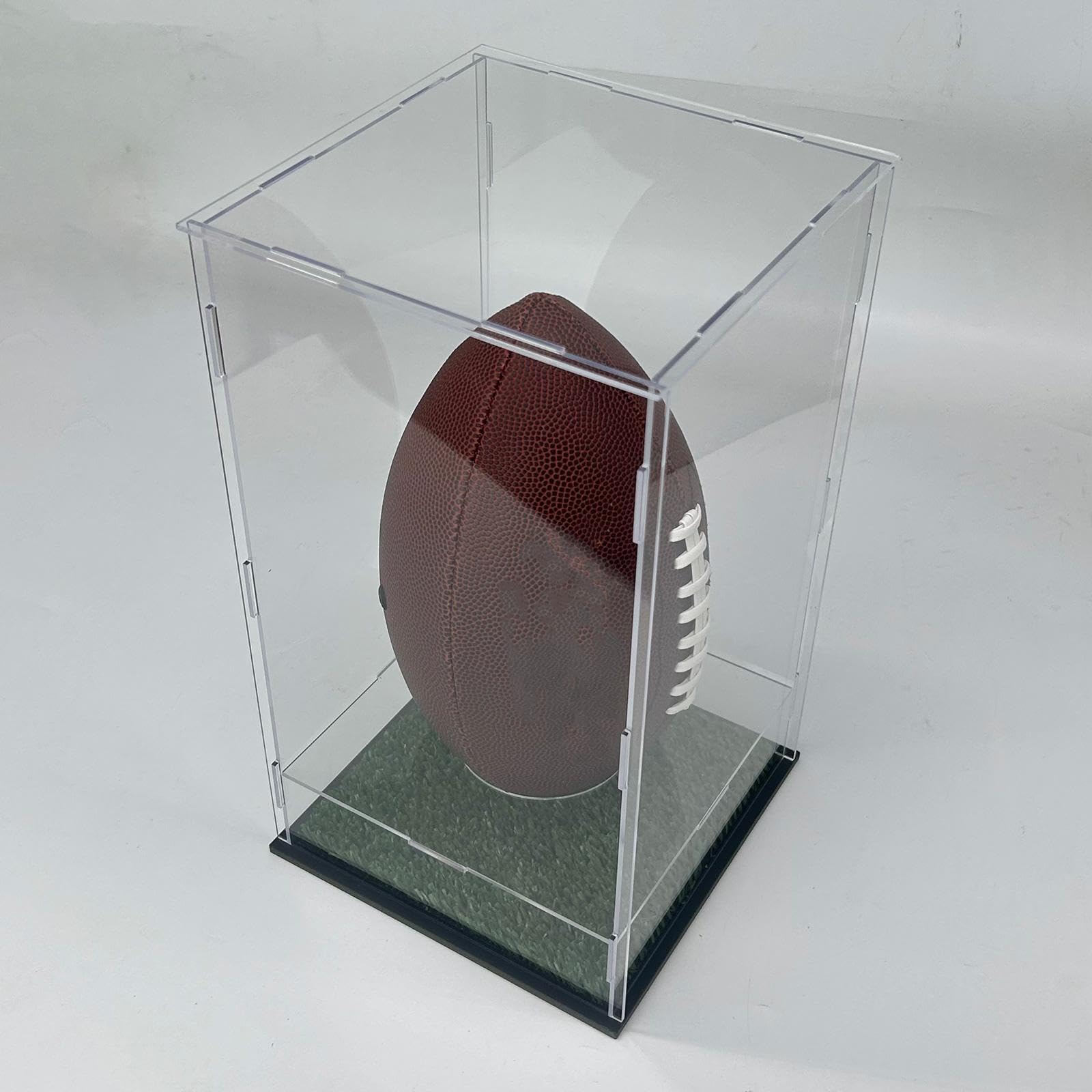 Vitrina de fútbol premium de acrílico transparente, duradera, vertical, para balones conmemorativos y recuerdos fútbol, soporte ovalado transparente para balones, vitrina para aficionados.