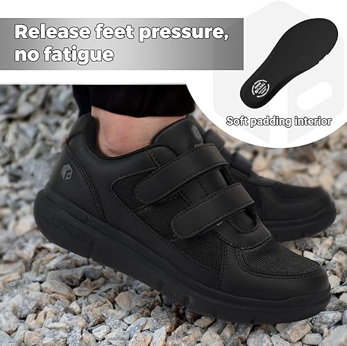 Miniatura 6 de FitVille Zapatos para diabéticos para hombre extra ancho, zapatos diabéticos para hombre para neuropatía, pies hinchados, alivio del dolor con cierre